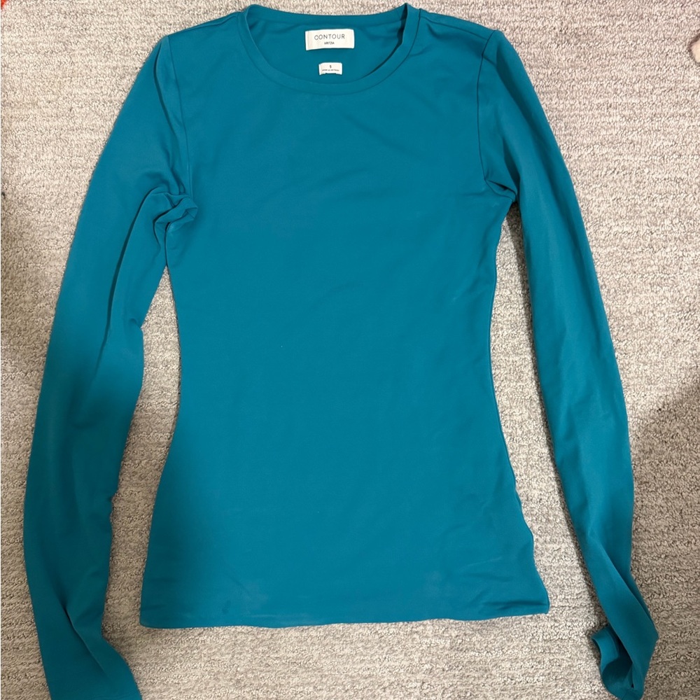 Aritzia Long Sleeve Scoop Neck Top in Teal